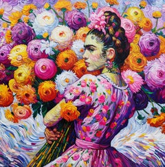 Xochi in Bloom, Painting, Oil on Canvas