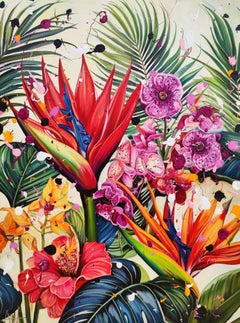 Oasi di orchidee, Pittura, Olio su tela