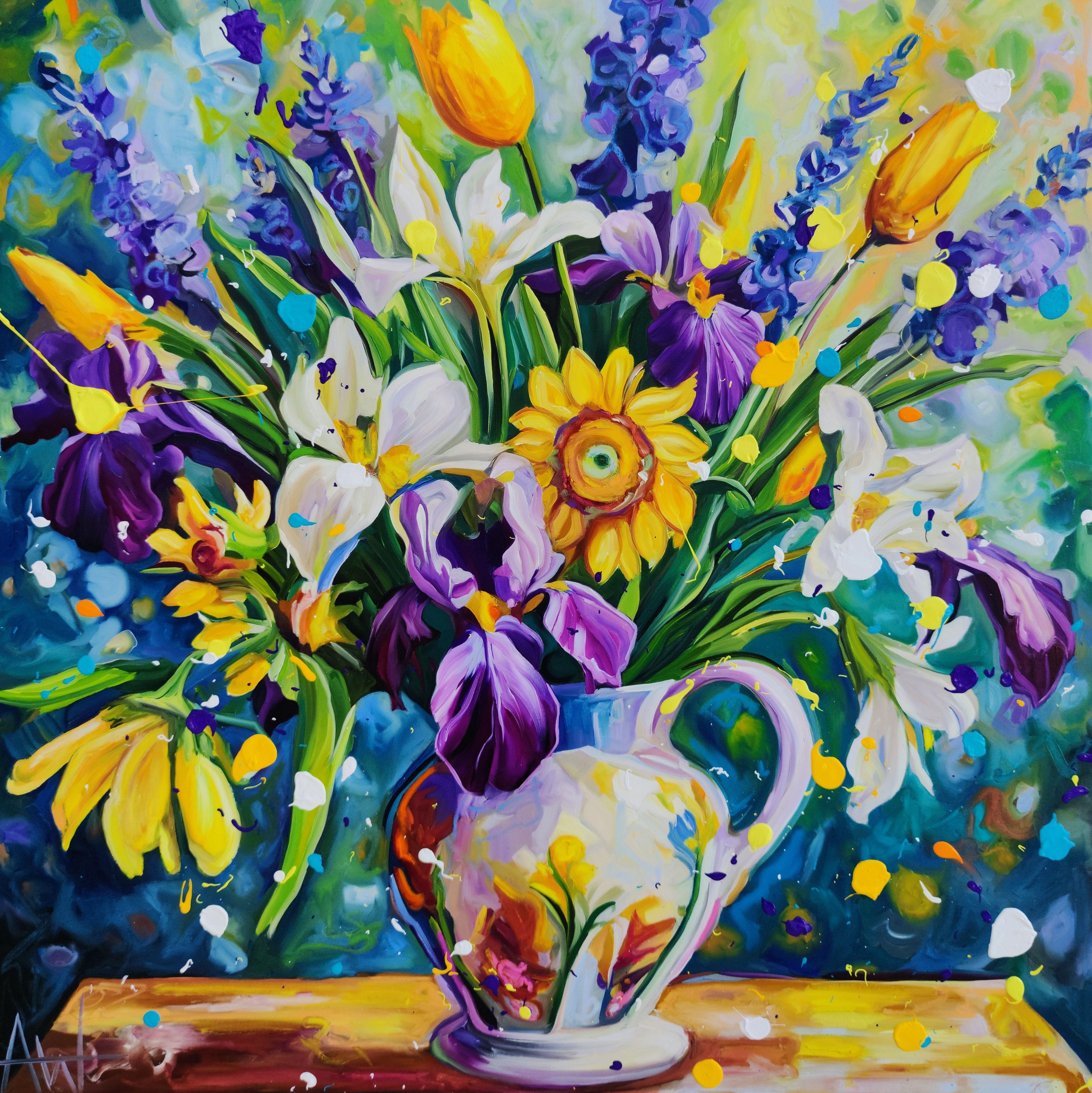 Tulips and Sunshine, Painting, Oil on Canvas - Art by Angie Wright