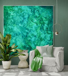 Natureâ€˜s embrace no. 524 large green abstract, Painting, Acrylic on Canvas