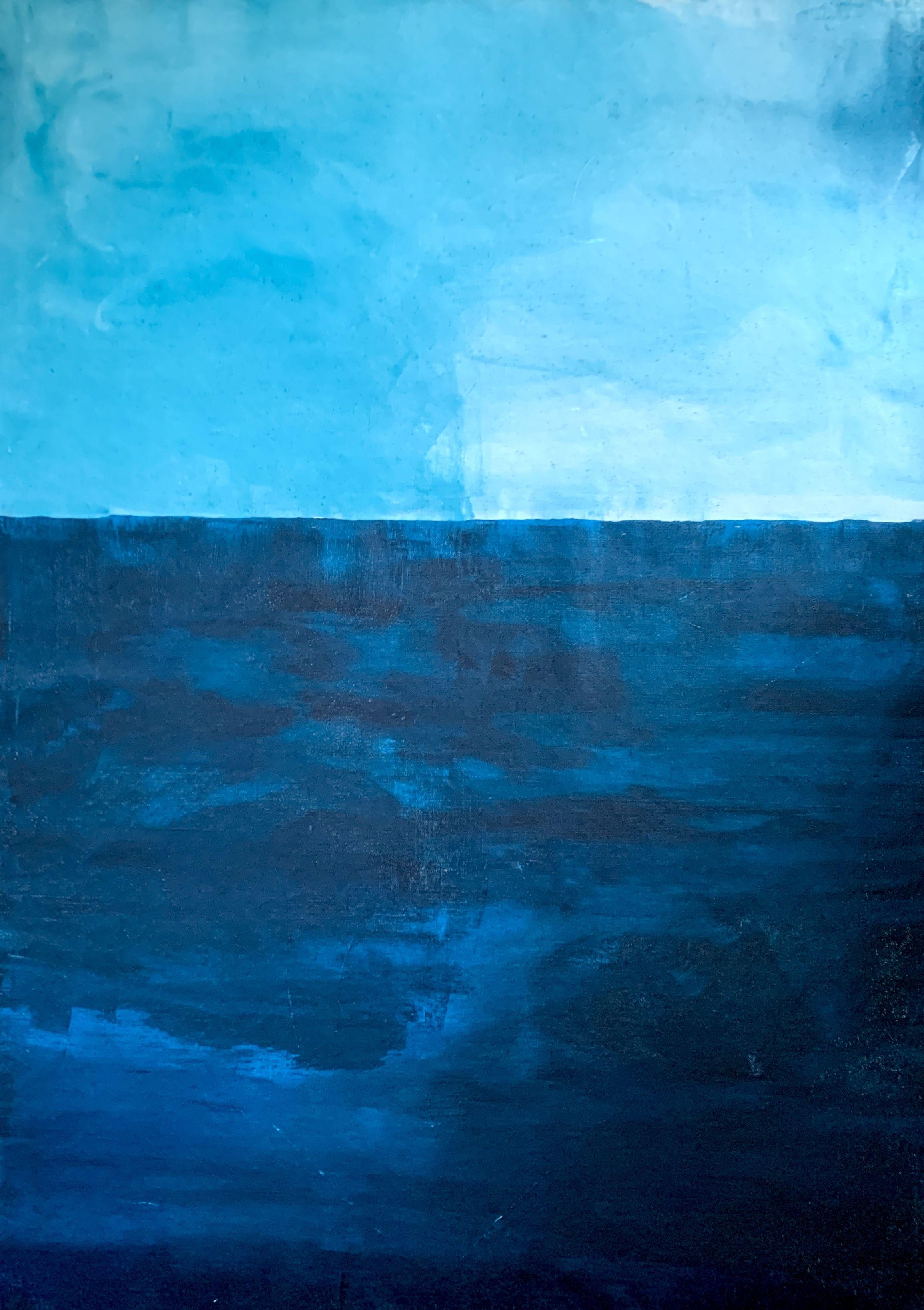 Beyond the sea no. 3824 large blue abstract, Painting, Acrylic on Canvas