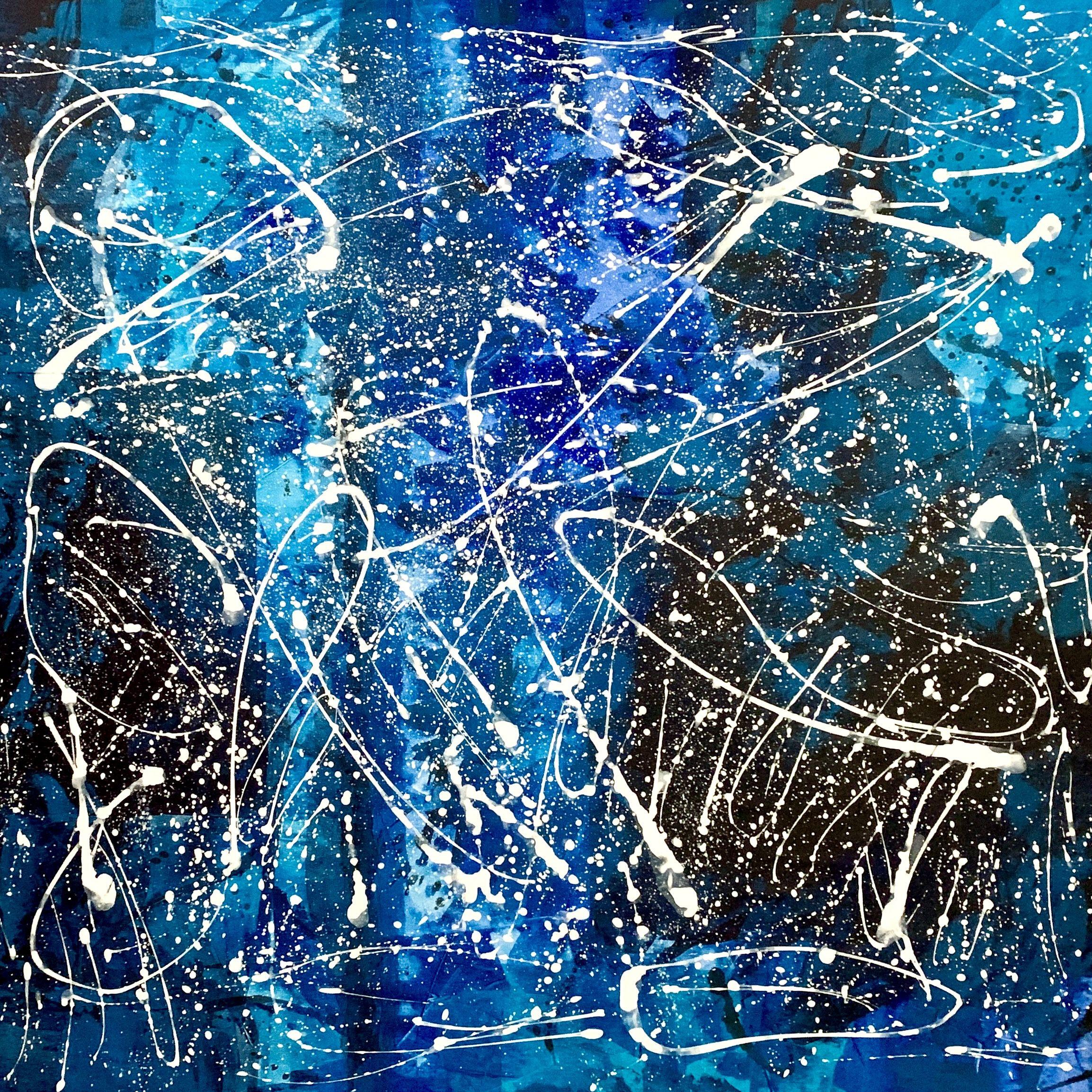 Blue boundless sky 3324 large blue abstract, Painting, Acrylic on Canvas