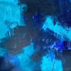 Beyond the sea Nr. 2624 Großes blaues abstraktes Gemälde, Acryl auf Leinwand