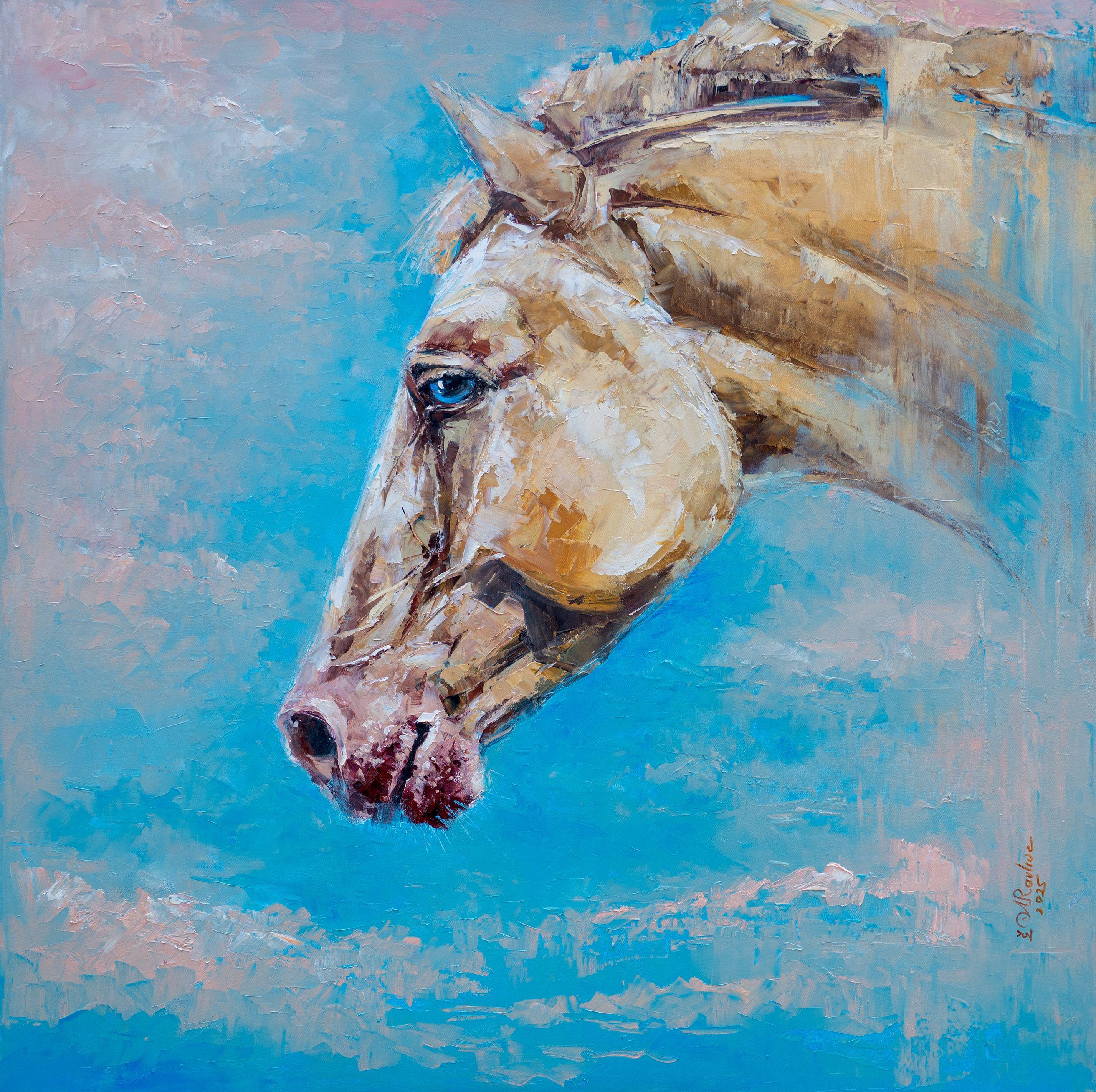 Sguardo al cielo, Pittura, Olio su tela - Art di Anna Ravliuc