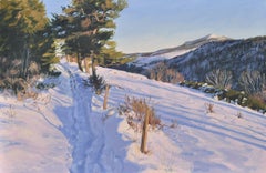 Sentier enneigé dans le massif du Mâczenc, peinture, huile sur toile