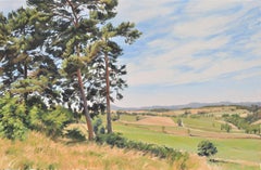 24 juin, lumière d'été, montagnes du Velay, peinture, huile sur toile