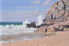 Bretagne, la vague, Peinture, Huile sur toile