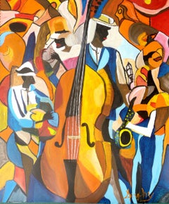 Cubist Symphony, Painting, Acrylic on Paper