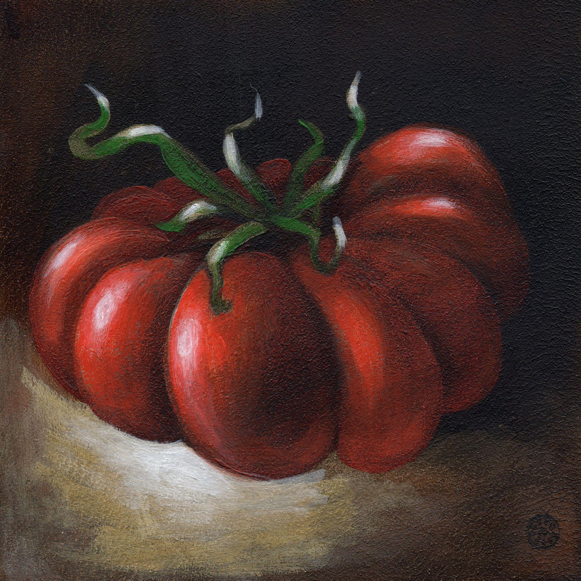 Tomato, Painting, Acrylic on MDF Panel - Art by Anton Maliar