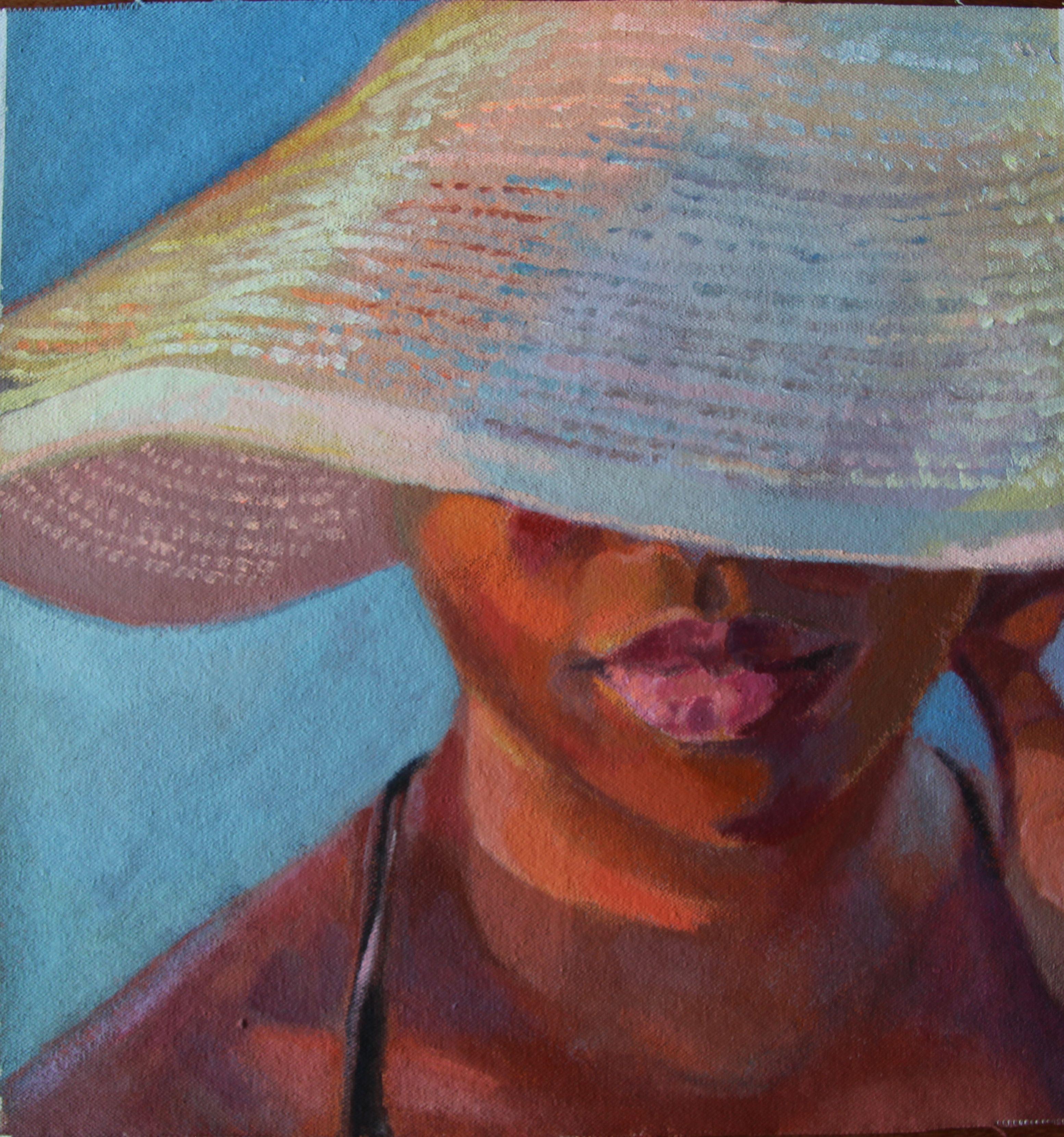 woman with hat, Painting, Acrylic on Canvas