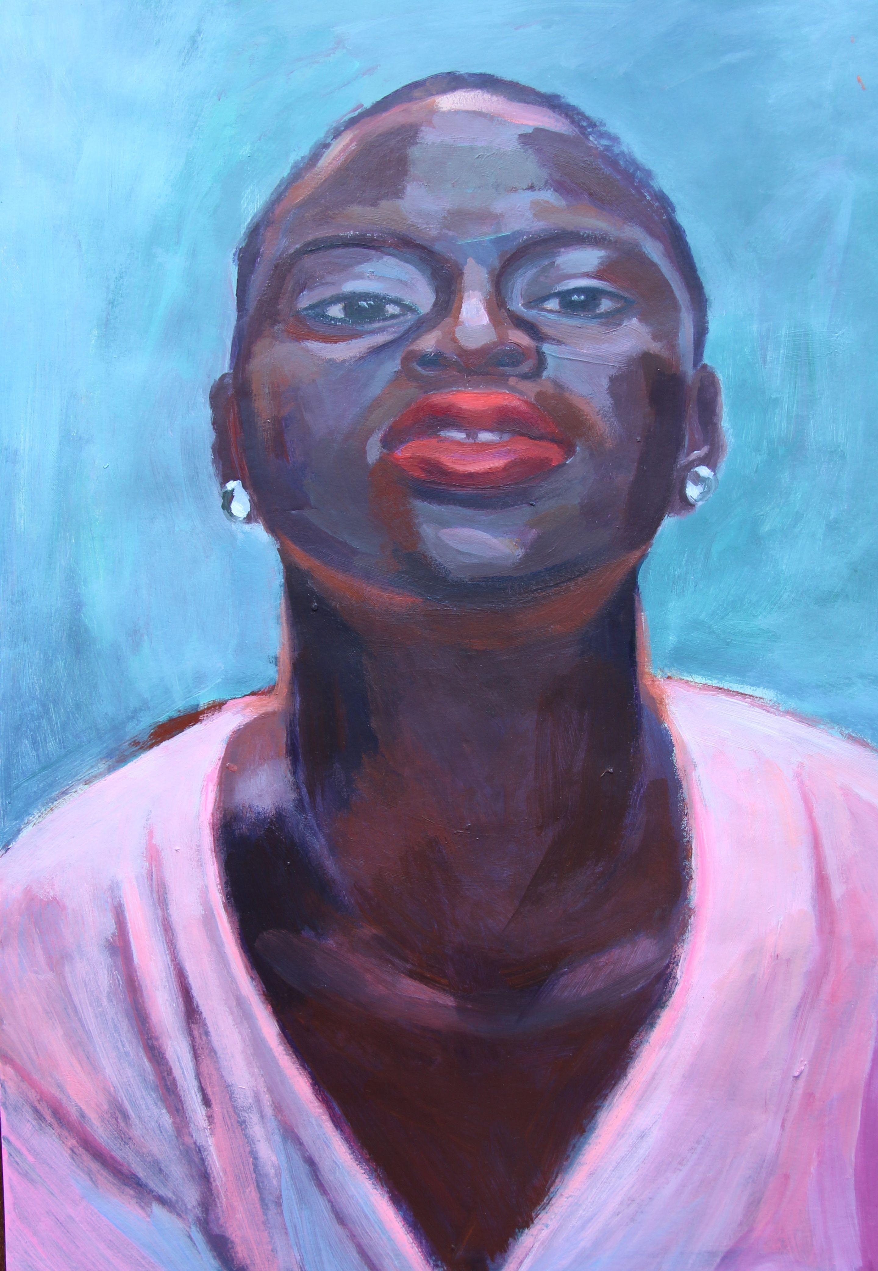 Girl with pink blouse, Painting, Acrylic on Paper