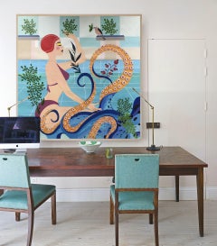 Natatorium 2 - Frau mit Oktopus - Tentakeln, Gemälde, Acryl auf Leinwand