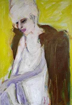 Woman in yellow room, Painting, Acrylic on Paper
