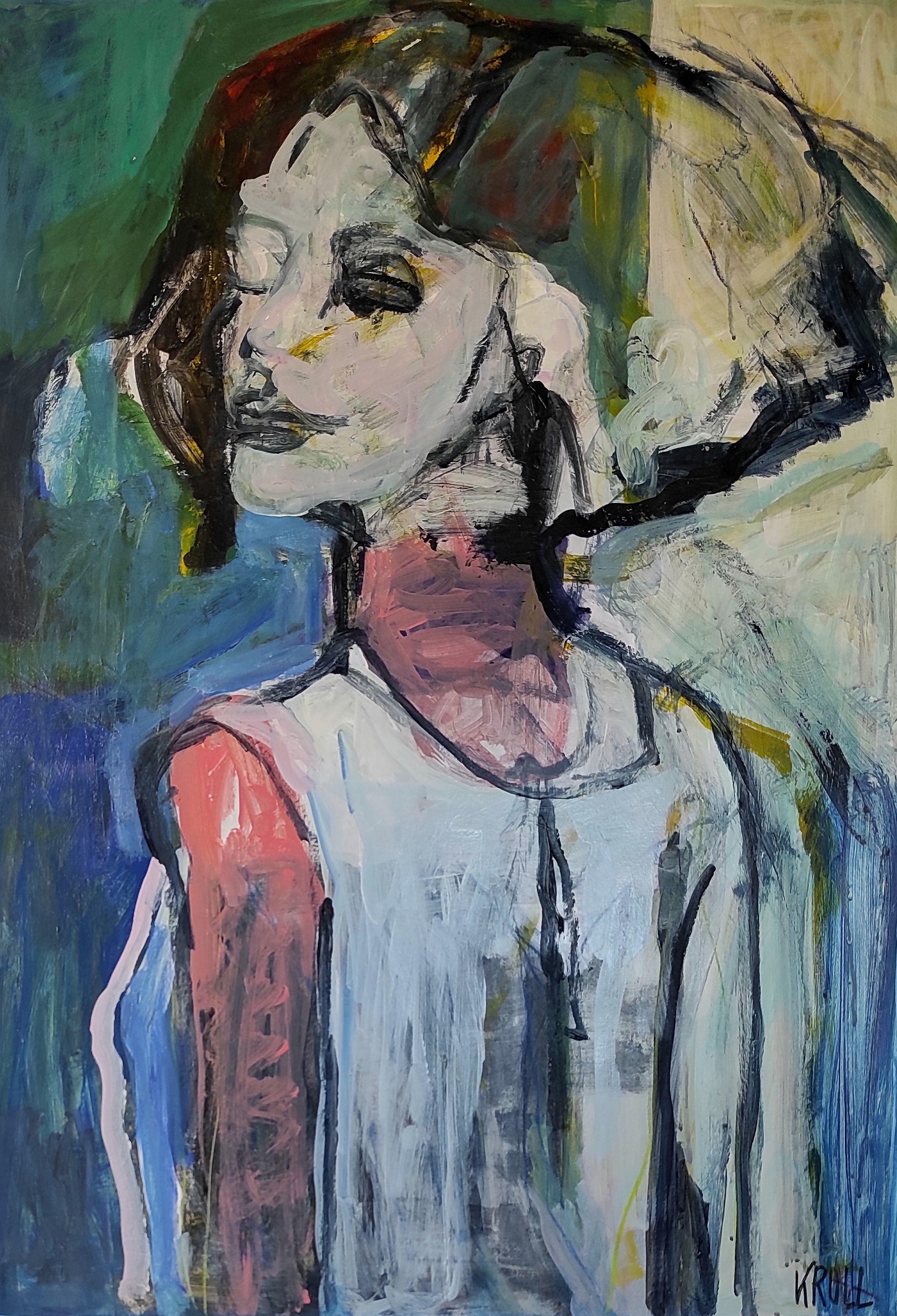Portrait of an unknown woman, Painting, Acrylic on Paper