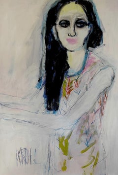 Portrait of a young woman, Painting, Acrylic on Paper