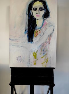 Portrait of a young woman, Painting, Acrylic on Paper