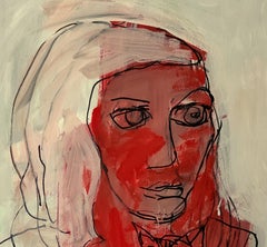Woman with cat, Drawing, Pencil/Colored Pencil on Paper