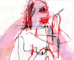 Desnudo con cigarrillo, Dibujo, Lápiz/Lápiz de color sobre papel