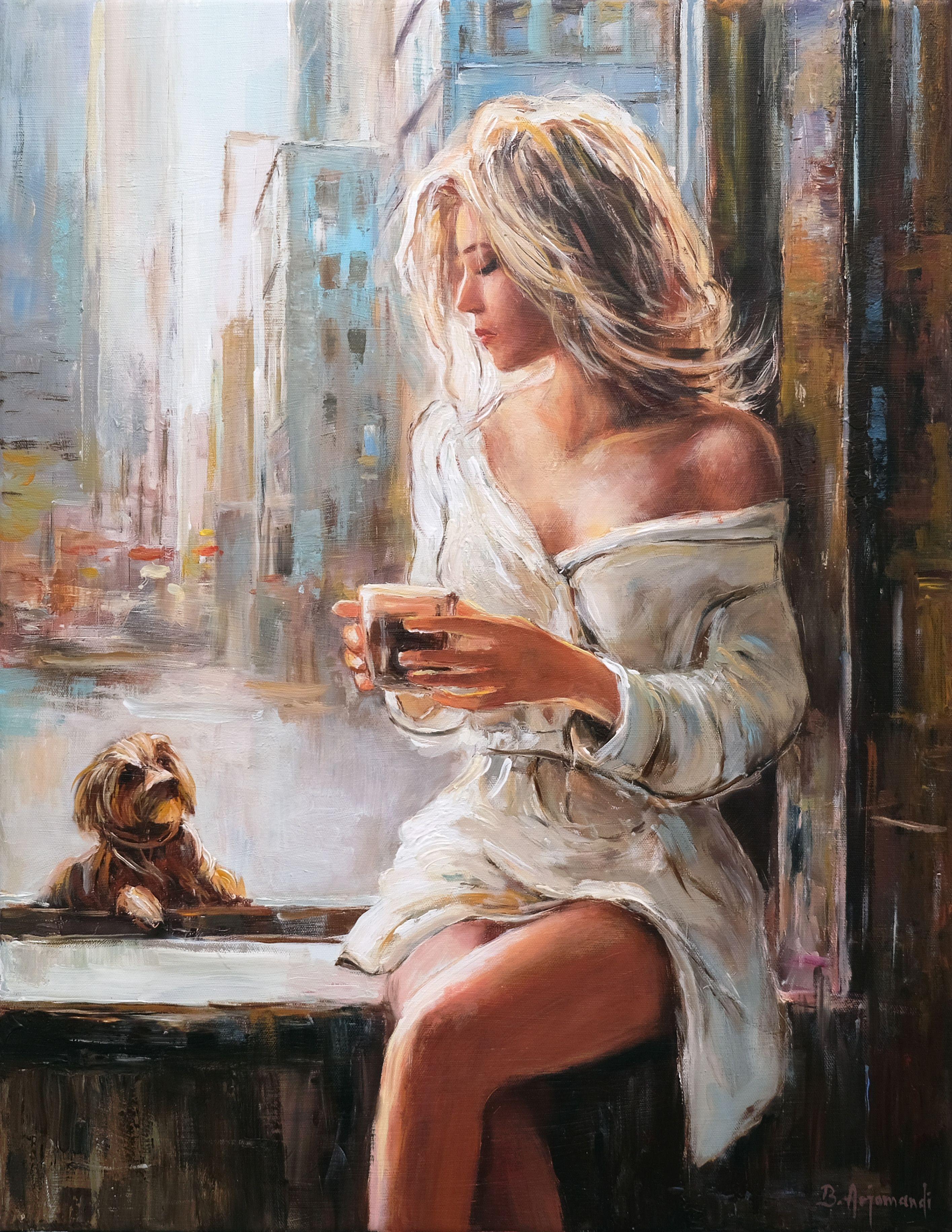 Morning Silence in the City, Painting, Oil on Canvas - Art by Behshad Arjomandi