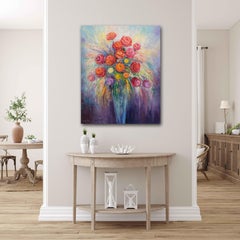Vaso di rose, Pittura, Olio su tela