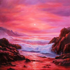 Red Seascape Fantasy, Painting, Oil on Canvas