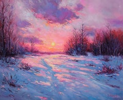 Winter Sunset, Painting, Oil on Canvas