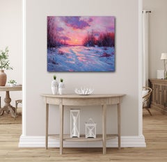 Winter Sunset, Painting, Oil on Canvas