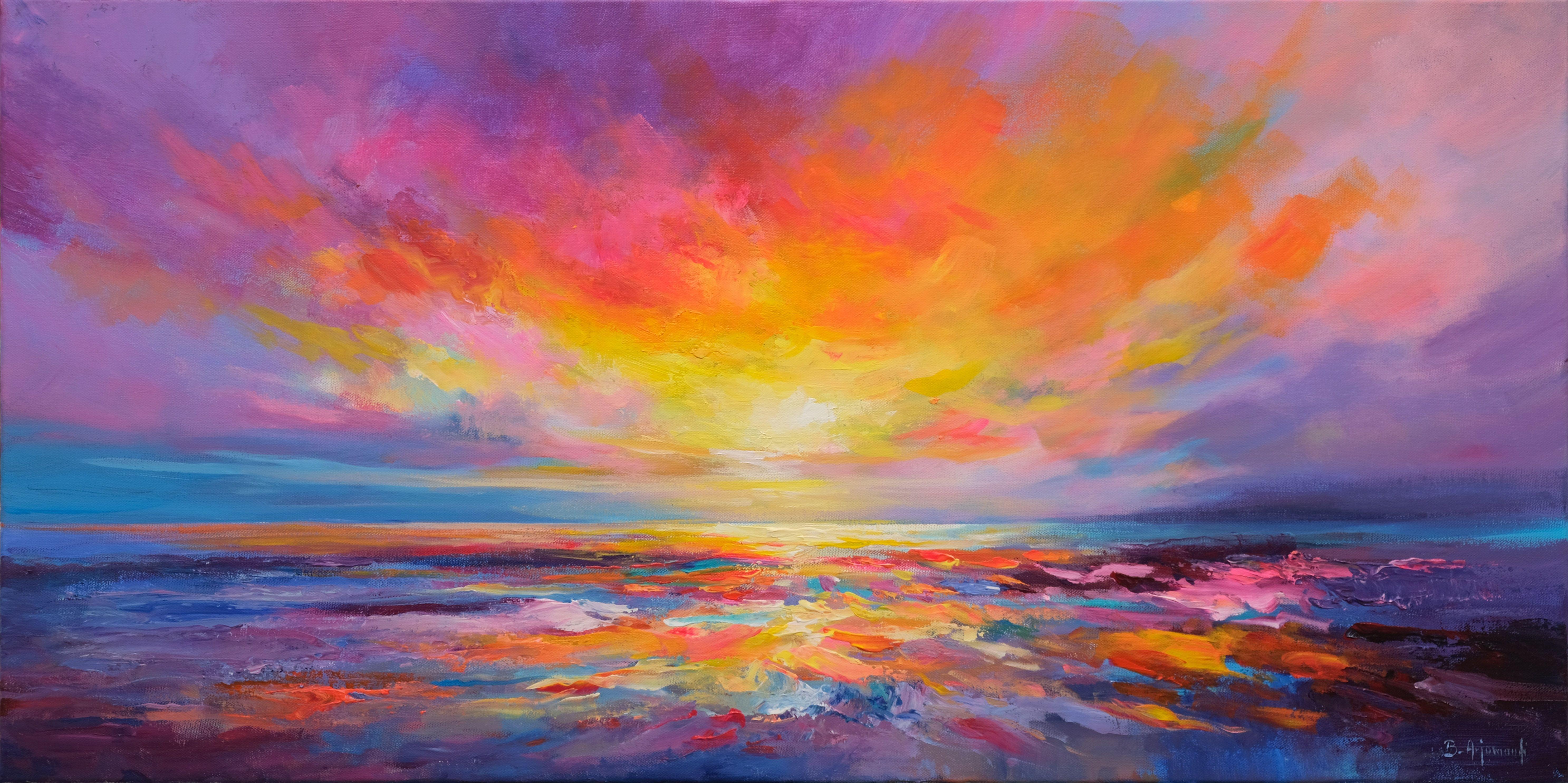 Glowing Sunset, Painting, Oil on Canvas