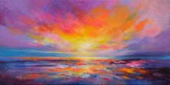 Glowing Sunset, Painting, Oil on Canvas