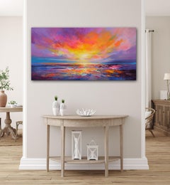 Glowing Sunset, Painting, Oil on Canvas