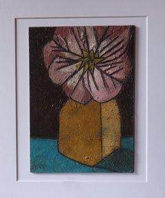 Fiore in vaso, Pittura, Olio su carta