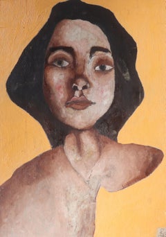 Portrait in Pink, Painting, Oil on Paper