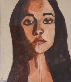 Portrait pale Green, Painting, Oil on Paper