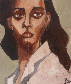 Frau im Hemd, Gemälde, Öl auf Papier