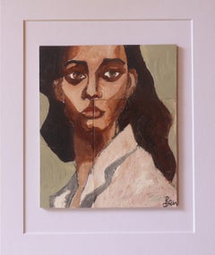 Woman in Shirt, Painting, Oil on Paper