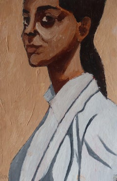 Portrait in Shirt, Painting, Oil on Paper