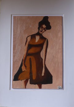 Portrait in pink, Painting, Oil on Paper