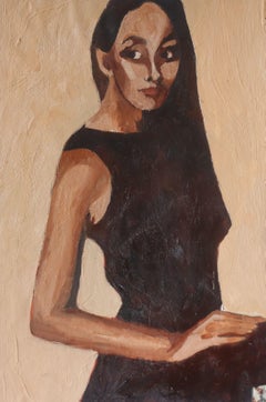 Black Dress, Painting, Oil on Paper