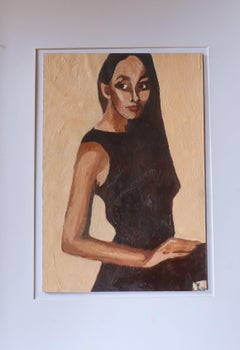 Black Dress, Painting, Oil on Paper