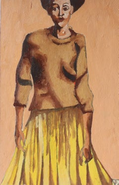 Woman in Skirt, Painting, Oil on Paper