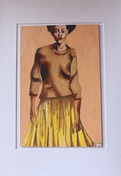 Woman in Skirt, Painting, Oil on Paper