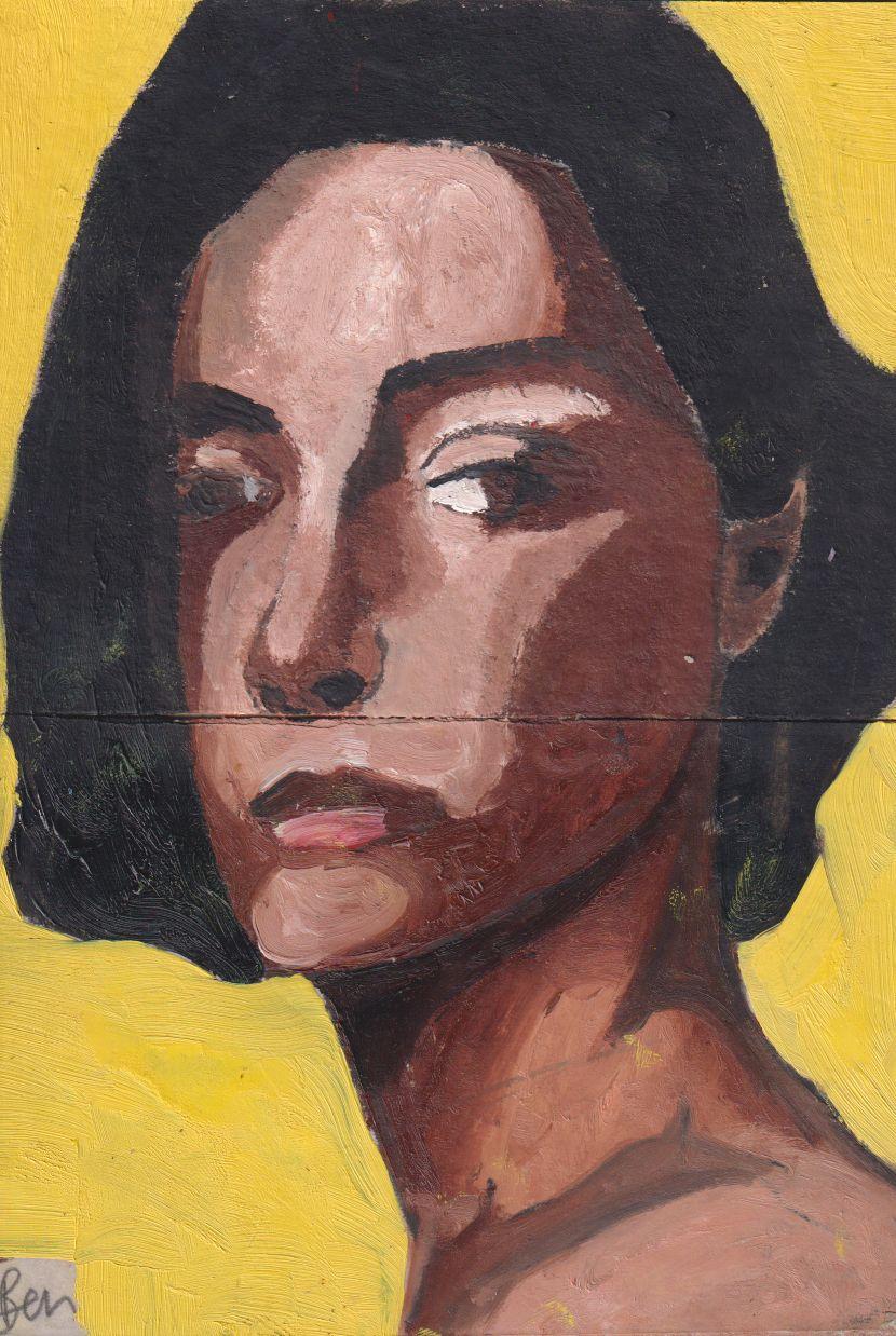 Ritratto Nero e Giallo, Pittura, Olio su carta