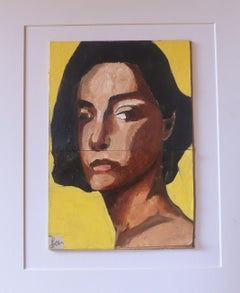 Ritratto Nero e Giallo, Pittura, Olio su carta