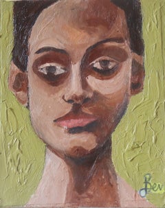 ritratto verde, Pittura, Olio su carta