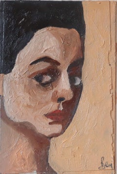 woman pink, Painting, Oil on Paper