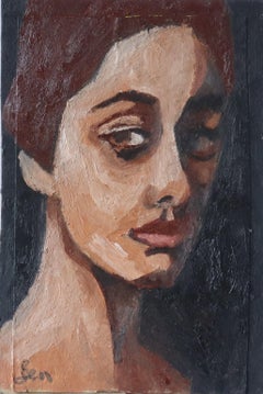 portrait Schwarz, Malerei, Öl auf Papier