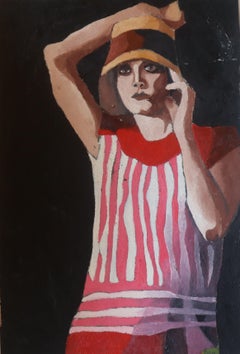Woman in a hat, Painting, Oil on Canvas