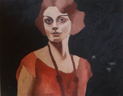 Red Dress and necklace, Painting, Oil on Canvas