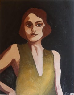 Woman with yellow dress, Painting, Oil on Canvas