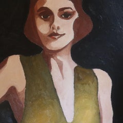 Woman with yellow dress, Painting, Oil on Canvas